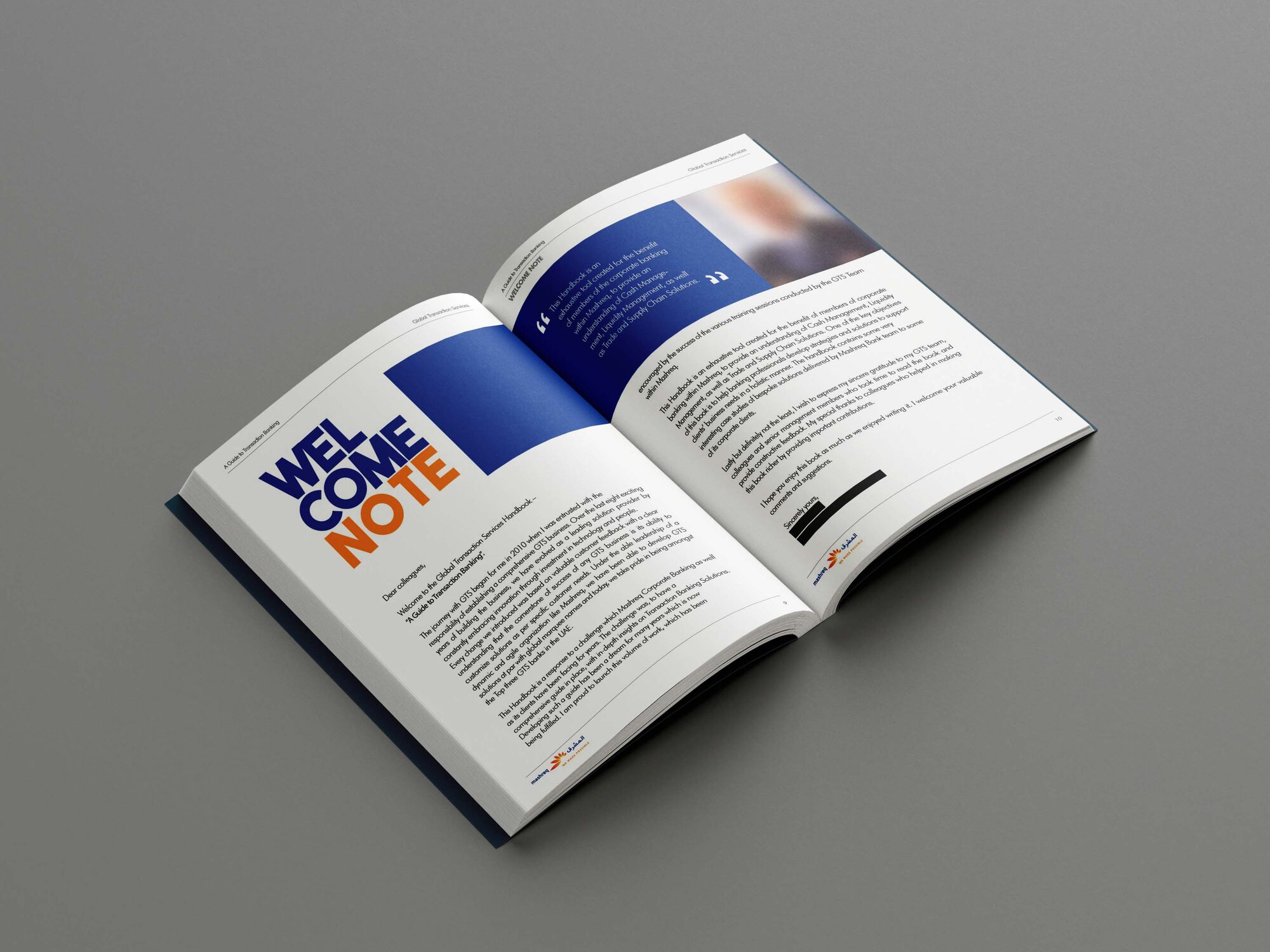 Mashreq GTS Handbook — Welcome Note Layout