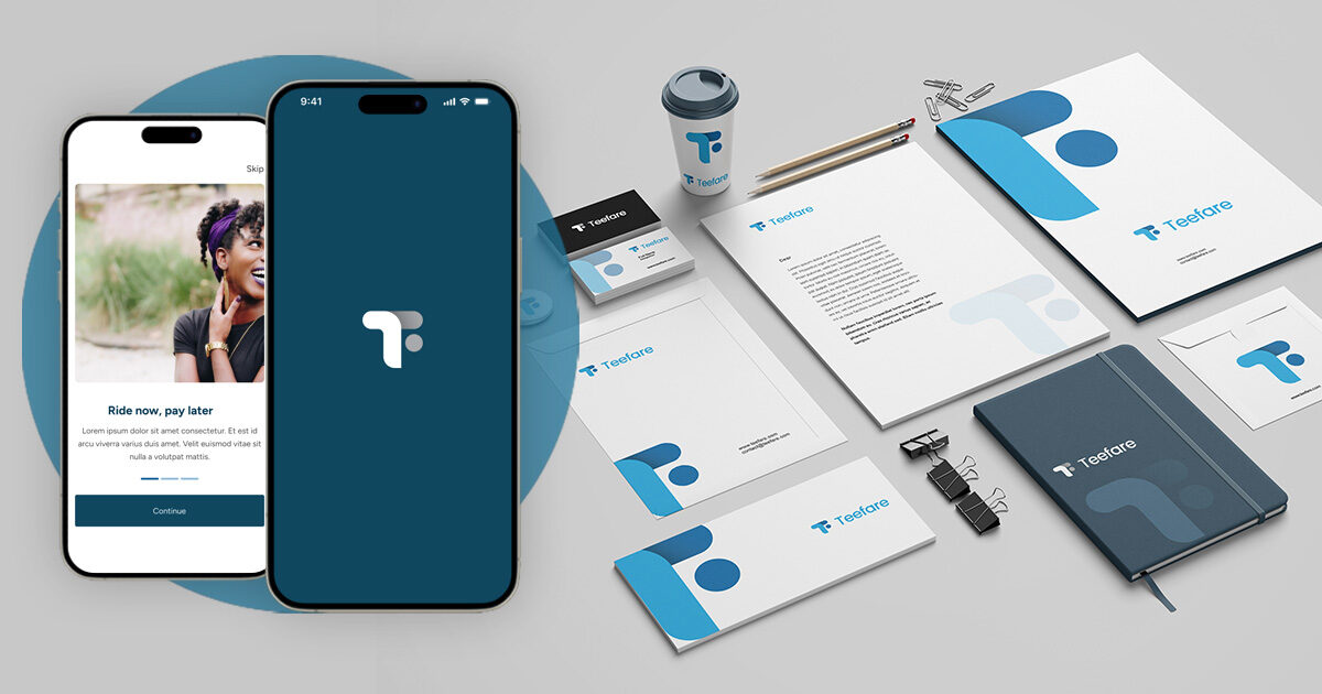 Teefare App Mockup and Stationery